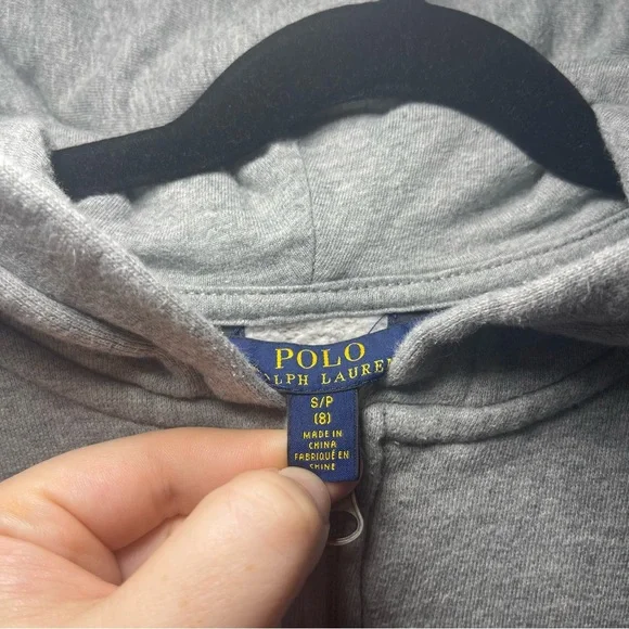 Polo Ralph Lauren Boys Gray Zip-Up casual everyday pony logo Hoodie Size S (8) - Picture 5 of 8